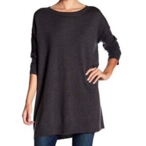EILEEN FISHER 100% Merino Wool Grey Tunic Top Size Large